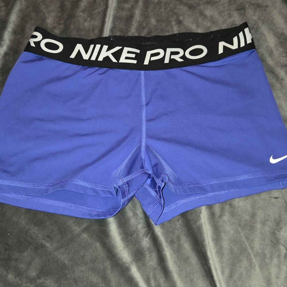 Nike Pro Women's Workout Shorts - Blue with Black Waistband